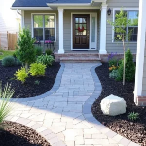 stamped concrete walk way